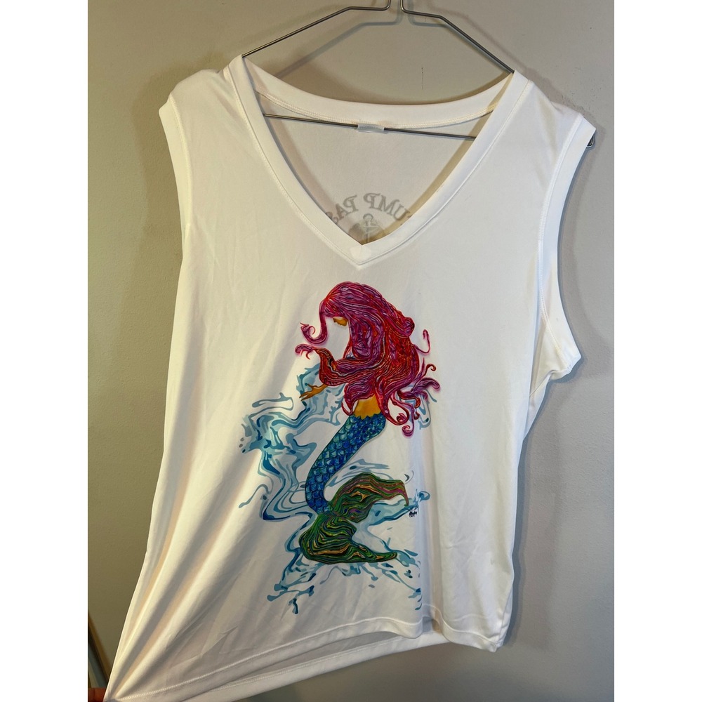 Stump Pass Marina Womens‎ Tank Top Mermaid Graphic White XL